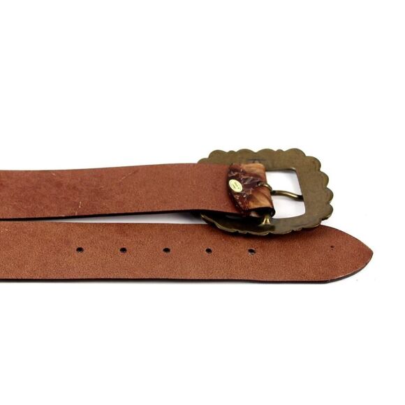 Olga Santini TOOLED BROWN GENUINE LEATHER 1 3/4"Wd DRESS CASUAL BELT Sz S (6M - Picture 14 of 14
